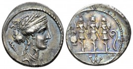 Faustus Cornelius Sulla. Denarius 56, AR 19mm., 3.75g. Laureate, diademed and draped bust of Venus r.; behind, sceptre. Above, S·C. Rev. Three trophie...