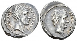 Q. Pompeius Rufus. Denarius 54, AR 19mm., 3.86g. SVLLA·COS Head of Sulla r. Rev. Q·POM·RVFI Head of Q. Pompeius Rufus r.; behind, RVFVS·COS. Babelon C...