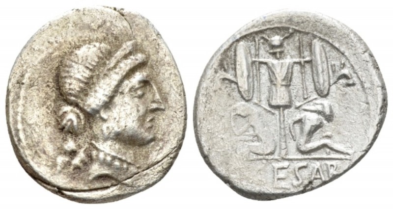 C. Iulius Caesar. Denarius Spain 46-45, AR 17.5mm., 3.73g. Diademed head of Venu...