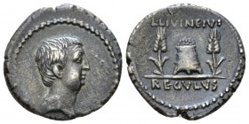 L. Livineius Regulus. Denarius 42, AR 18mm., 3.56g. Head of L. Regulus r. Rev. L·LIVINEIVS Modius between two corn ears; in exergue, REGVLVS. Babelon ...