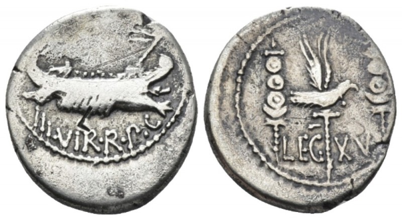 Marcus Antonius. Denarius mint moving with M. Antony 32-31, AR 17.5mm., 3.27g. A...