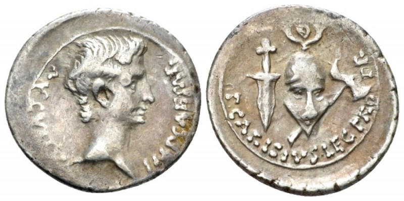 Octavian as Augustus, 27 BC – 14 AD Denarius circa 25-23, AR 21mm., 3.85g. Bare ...