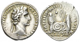 Octavian as Augustus, 27 BC – 14 AD Denarius Lugdunum circa 2 BC - 4 AD, AR 18mm., 3.75g. Laureate head r. Rev. Caius and Lucius standing facing, each...