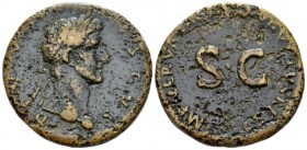 Divus Augustus. Sestertius circa 96-68, Æ 32mm., 24.36g. Laureate head r. Rev. IMP NERVA CAESAR AVGVSTVS REST around S C. C 570. RIC Nerva 146.

Ver...