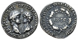 Nero, 54-68 Denarius fouree end 54, AR 18mm., 2.80g. AGRIPP AVG DIVI CLAVD NERONIS CAES MAT[ER] Confronted busts of bare-headed Nero and Agrippina II,...