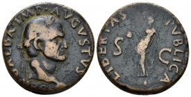 Galba, 68-69 As Tarraco circa 68, Æ 28mm., 10.35g. Laureate bust r., with globe at point of bust. Rev. Libertas standing l., holding pileus and vertic...