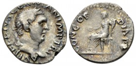 Vitellius, January – December 69. Denarius circa 69, AR 18mm., 3.00g. Laureate head r. Rev. Concordia seated l. holding patera in r. hand and cornucop...