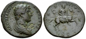 Hadrian, 117-138 As circa 132-134, Æ 28mm., 11.10g. Bare-headed bust r. Rev. The emperor on horse r., holding spear. C 494. RIC 717. Surface somewhat ...
