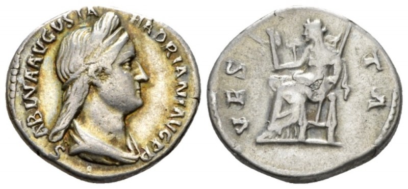 Sabina, wife of Hadrian Denarius circa 128-136, AR 18mm., 3.64g. Draped and veil...