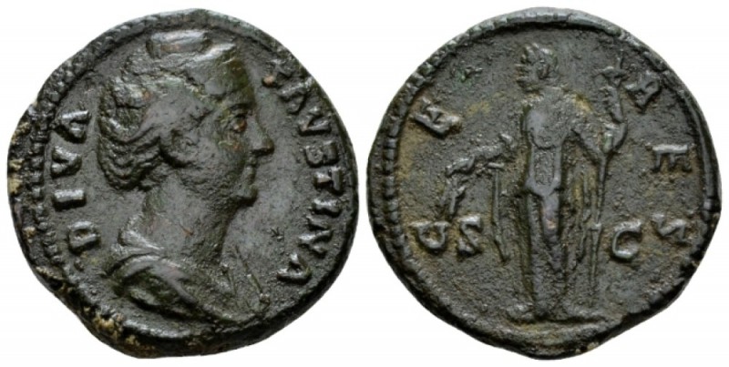 Diva Faustina I, wife of Antoninus Pius. As circa 146-161, Æ 26mm., 12.00g. Drap...