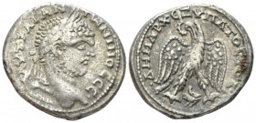 Caracalla, 198-217 Tetradrachm Berytus (Phoenicia circa 215-217, AR 27.7mm., 13.13g. Laureate bust r, slightly drapery. Rev. Eagle standing facing, he...