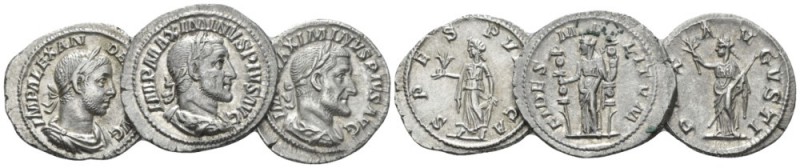 Maximinus I, 235-238 Lot of 3 Denarii III cent, AR 25mm., 8.35g. Lot of 3 Denari...
