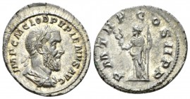 Pupienus, 22 April – 29 July 238. Denarius circa 238, AR 19.4mm., 3.29g. IMP C M CLOD PVPIENVS AVG Laureate, draped and cuirassed bust r. Rev. P M TR ...