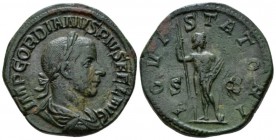Gordian III, 238-244 Sestertius circa 241-243, Æ 30mm., 19.07g. Laureate, draped and cuirassed bust r. Rev. Jupiter standing to front, head r. holding...