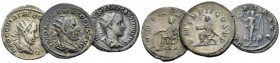 Gordian III, 238-244 Lot of 3 Antoninianii circa III cent, AR 25mm., 12.47g. Lot of 3 Antoniniani: Philip I, Gordian III and T. Gallus.

Good Very F...