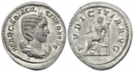Otacilia Severa, wife of Philip I Antoninianus circa 244, AR 22.4mm., 4.22g. MARCIA OTACIL SEVERA AVG Draped bust r., set on crescent. Rev. PVDICITIA ...