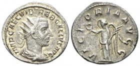 Trebonianus Gallus, 251-253 Antoninianus circa 253, AR 22mm., 3.31g. Radiate, draped, and cuirassed bust r. Rev. Victory standing l., holding wreath a...