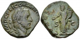 Gallienus, 253-268 Sestertius circa 254-255, Æ 26mm., 17.68g. Laureate and cuirassed bust r. Rev. Concordia standing l., holding patera in r. hand and...