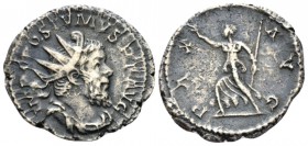 Postumus, 259-268 Antoninianus Lugdunum circa 263-265, billon 22mm., 4.08g. Radiate, draped and cuirassed bust r. Rev. Pax advancing l., holding branc...