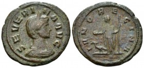 Severina, wife of Aurelian As circa 275, Æ 26mm., 7.21g. Diademed and draped bust r. Rev. Juno standing l., holding patera and sceptre, peacock at fee...