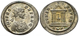 Probus, 276-282 Antoninianus circa 276-282, billon 26mm., 3.64g. Radiate and cuirassed bust r. Rev. Hexastyle temple within which statue of Roma, hold...