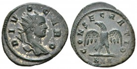 Divus Carus Antoninianus circa 282-283, billon 21mm., 3.64g. Radiate and cuirassed bust r. Rev. Jupiter standing l., holding Victory on globe and scep...