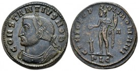 Constantius I caesar, 293-305 Follis Lugdunum circa 301-303, Æ 28mm., 11.70g. Laureate and cuirassed bust l. Rev. Genius standing l., wearing modius, ...