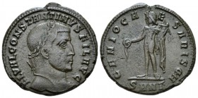 Constantine I, 307-337 Follis Nicomedia circa 309-31, Æ 25mm., 7.35g. Laureate head r. Rev. Genius standing l., holding patera and cornucopia; in exer...