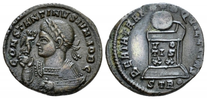 Constantine II caesar, 317-337. Follis Treviri circa 322, Æ 18mm., 2.91g. Bronze...
