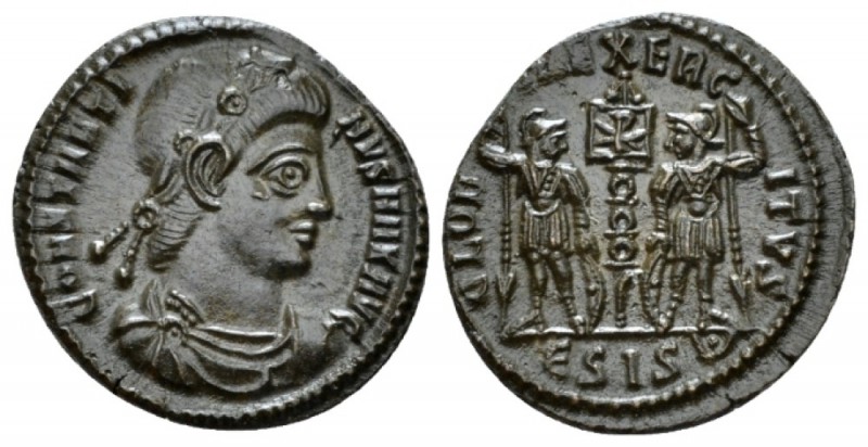 Constantine II, 337-340 Æ4 Siscia circa 337-340, Æ 18mm., 1.84g. Diademed, drape...