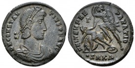 Constantius II, 337-361 Follis Cyzicus circa 351, Æ 24mm., 5.30g. Diademed, draped and cuirassed bust r. Rev. Soldier standing l., spearing fallen hor...