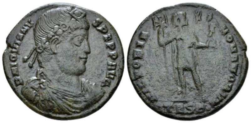 Jovian , 363-364 Follis Thessalonica circa 363-364, Æ 26mm., 8.22g. Laurel and r...