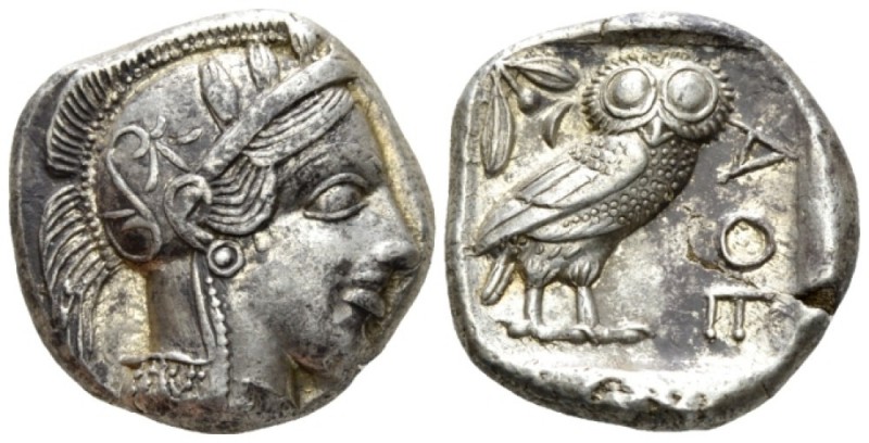 Attica, Athens Tetradrachm after 449 BC, AR 24.6mm., 17.23g. Head of Athena r., ...