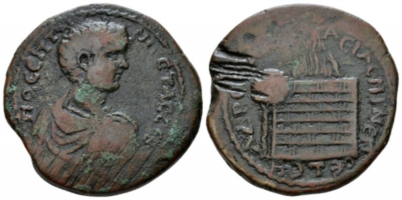 Pontus, Amasia Geta Caesar, 198-209 Bronze circa 206-207, Æ 30.5mm., 17.41g. Bar...