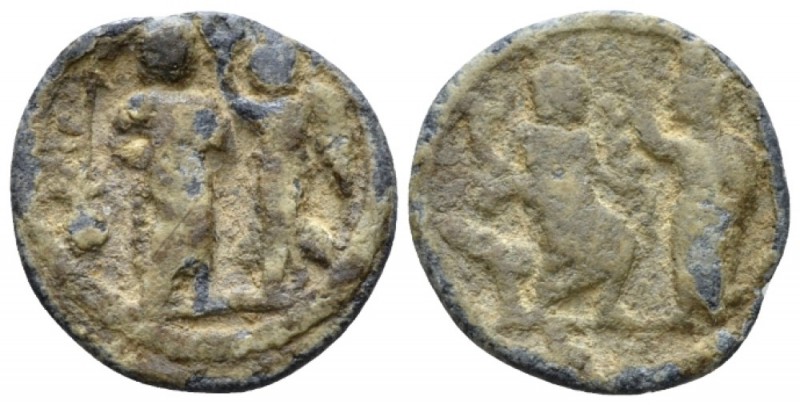 Egypt, Alexandria Tesserae II-III cent., PB 19mm., 3.51g. Male figure standing r...