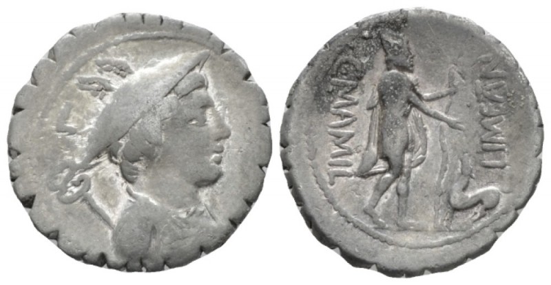 C. Mamilius Limetanus. Denarius serratus circa 82, AR 19.5mm., 3.76g. Draped bus...