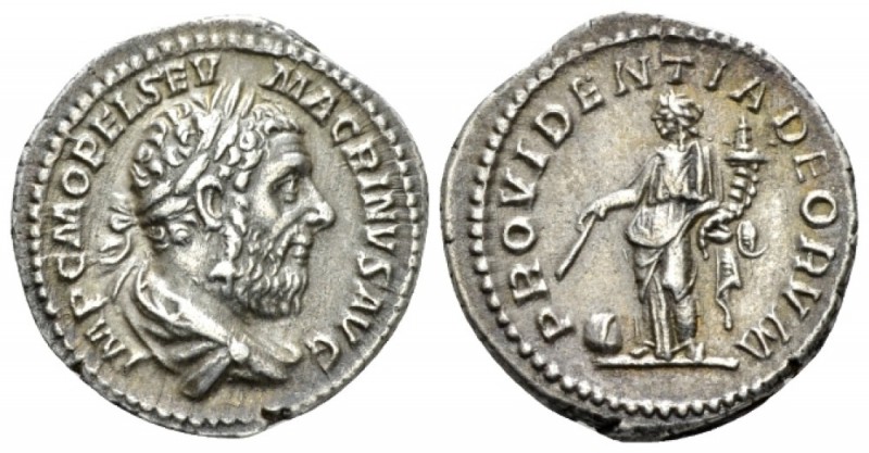 Macrinus, 217-218 Denarius circa 217-218, AR 20mm., 2.96g. Laureate and draped b...