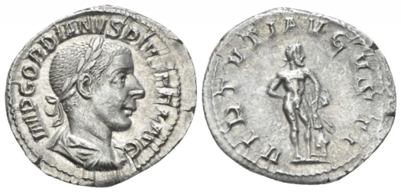 Gordian III, 238-244 Denarius circa 241-243, AR 21mm., 2.74g. Laureate, draped a...