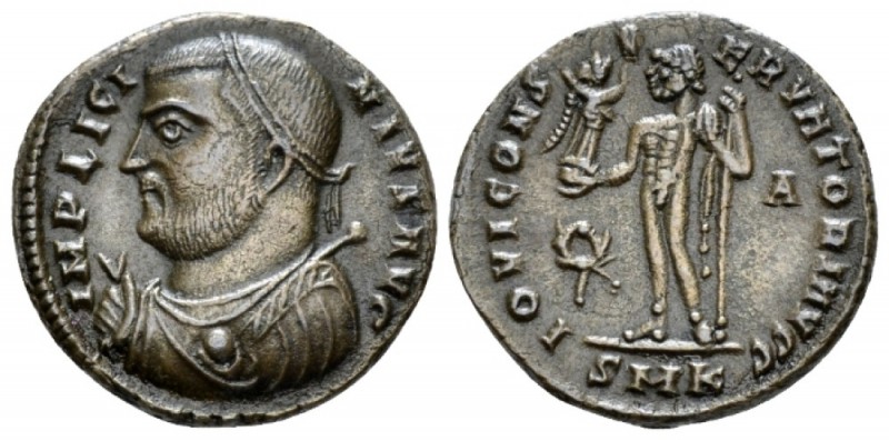 Licinius, 308-324 Follis Cyzicus circa 317-320, AR 19mm., 3.48g. Laureate bust l...