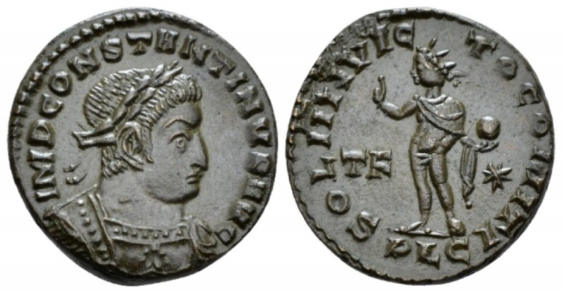 Constantine I, 307-337 Follis Lugdunum circa 315-316, Æ 20mm., 3.84g. Laureate a...