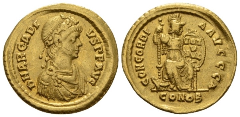 Arcadius, 383-408 Solidus Constantinopolis circa 384-388, AV 20mm., 4.38g. Roset...