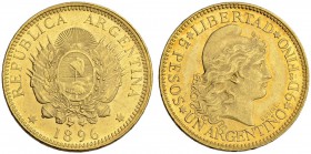 ARGENTINIEN
REPUBLIK. 5 Pesos 1896. 8.06 g. KM 31. Fr. 14. Feine Patina / Nicely toned. Vorzüglich / Extremely fine. (~€ 255/~US$ 315)