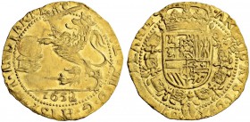 BELGIEN
Flandern, Grafschaft. Philipp IV. 1621-1665. Souverain d'or 1652, Brügge. 5.49 g. Delmonte 561. Fr. 227. Knapper Schrötling / Small flan. Vor...