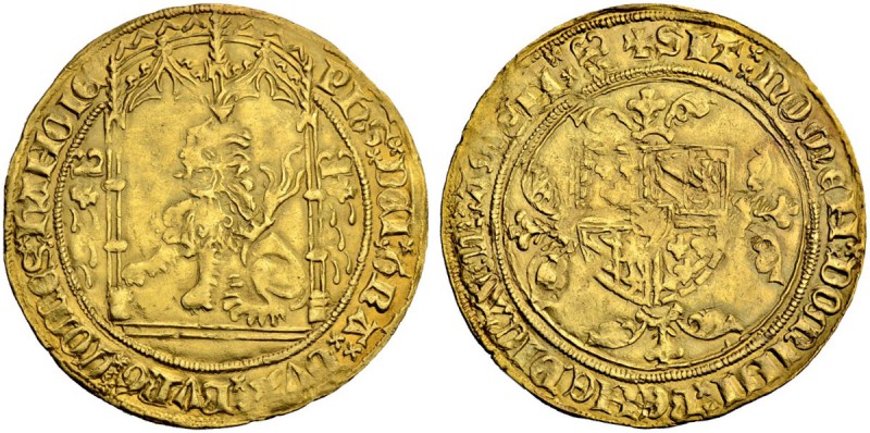 BELGIEN
Hainaut, Grafschaft. Philipp le Bon, 1433-1467. Lion d'or o. J., Valenc...