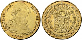 BOLIVIEN
Carlos IV. 1788-1808. 8 Escudos 1790, PR-Potosi. 26.97 g. Cayon 14460. Fr. 6. Sehr schön / Very fine. (~€ 810/~US$ 1000)