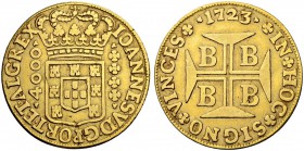 BRASILIEN
João V. 1706-1750. 4000 Reis 1723, Bahia. 10.11 g. Gomes 35.10. Fr. 30. Selten / Rare. Sehr schön / Very fine. (~€ 855/~US$ 1055)