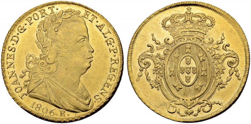BRASILIEN
João VI. 1799-1822. 6400 Reis 1806 R, Rio. 14.28 g. Russo 574. Gomes ...