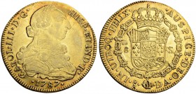 CHILE
Carlos III. 1759-1788. 8 Escudos 1787, DA-Santiago. 26.94 g. Cayon 12997. Fr. 15. Kleiner Schrötlingsfehler / Minor flan defect. Gutes sehr sch...