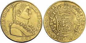 CHILE
Fernando VII. 1808-1821. 8 Escudos 1811, FJ-Santiago. 27.00 g. Cayon 16398. Fr. 29. Leicht berieben / Slightly polished. Sehr schön / Very fine...
