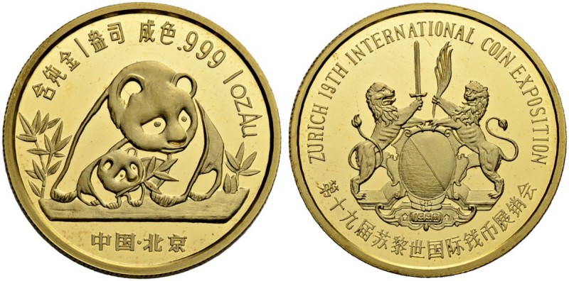 CHINA
Volksrepublik. 100 Yuan 1990. Anlässlich der 19. Internationalen Münzenbö...